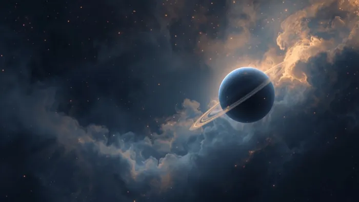 Planeta con anillo en el espacio